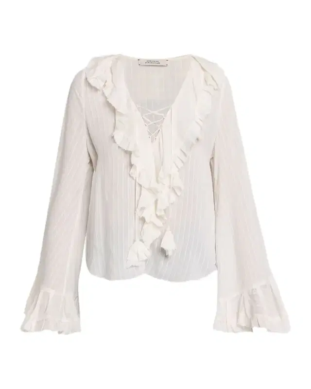 Dorothee Schumacher Striped Ruffle Lace-Up Blouse