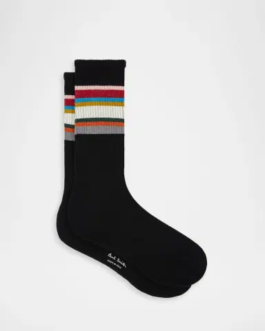 Paul Smith Men's Signature Stripe Ribbed Crew Socks | Thumbnail 2 Paul Smith Men's Signature Stripe Ribbed Crew Socks | Thumbnail 2