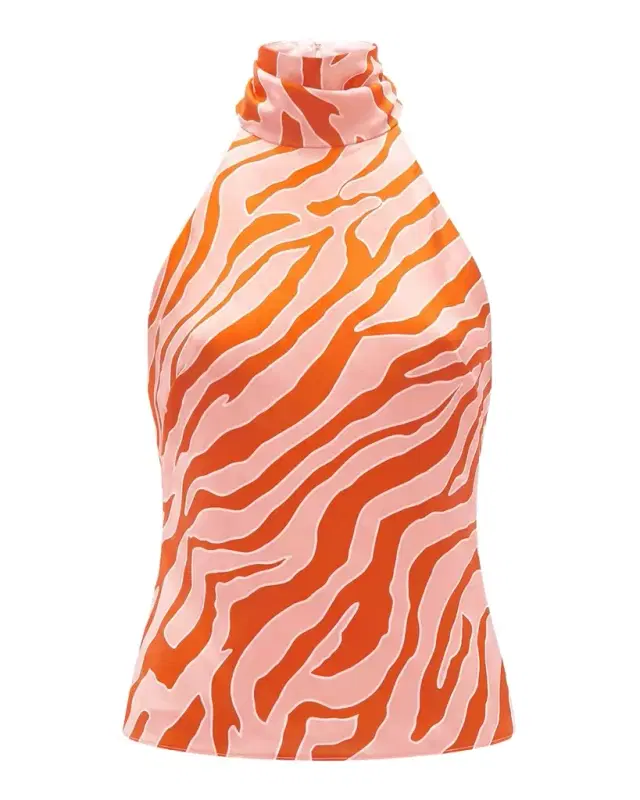 Toccin Izzie Zebra Halter Backless Top