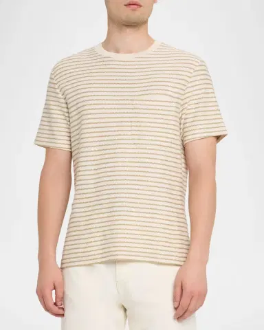 FRAME Men 's Striped Ribbed Cotton T-Shirt | Thumbnail 4