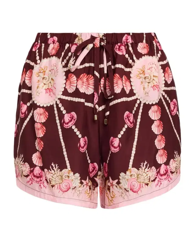 Cara Cara Girona Seashell Silk Drawstring Shorts