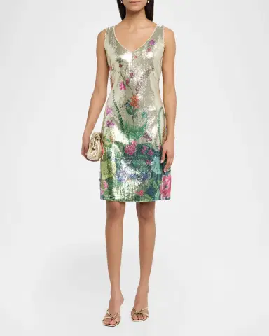 Johnny Was Monika Floral-Print Sequin Mini Dress | Thumbnail 2 Johnny Was Monika Floral-Print Sequin Mini Dress | Thumbnail 2