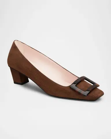 Roger Vivier Belle Vivier 45mm Turtle-Buckle Suede Pumps | Thumbnail 3 Roger Vivier Belle Vivier 45mm Turtle-Buckle Suede Pumps | Thumbnail 3