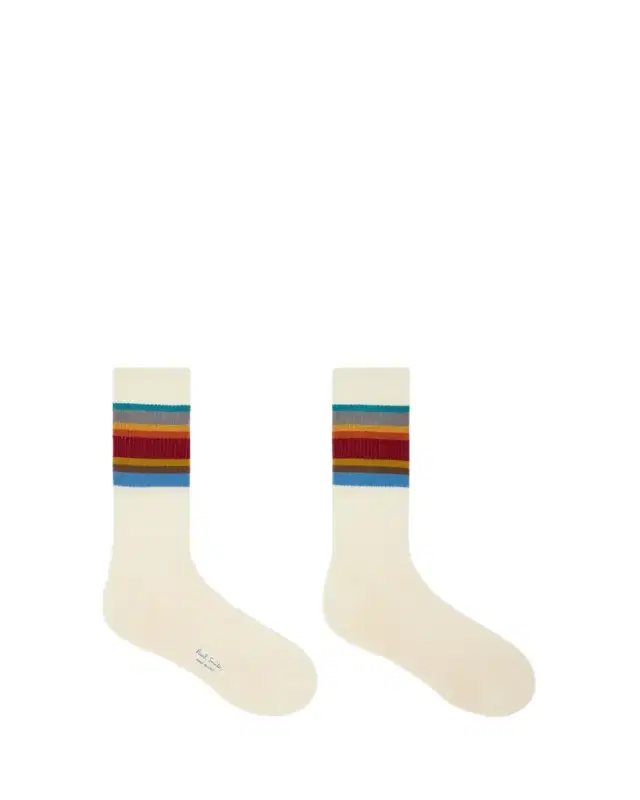 Paul Smith Men 's Signature Stripe Ribbed Crew Socks
