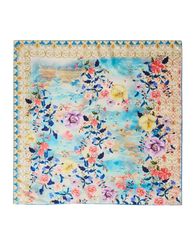 Johnny Was Floral-Print Silk Square Scarf