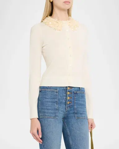 Ulla Johnson Anna Embellished Merino Cardigan | Thumbnail 4 Ulla Johnson Anna Embellished Merino Cardigan | Thumbnail 4