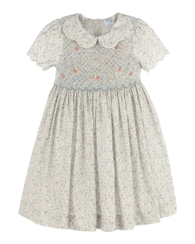 Luli & Me Girl 's Fall Blossom Smocked Cotton Dress, Size 2T-6