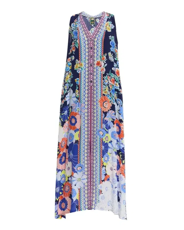 Johnny Was Banksia Floral-Print Silk Maxi Dress