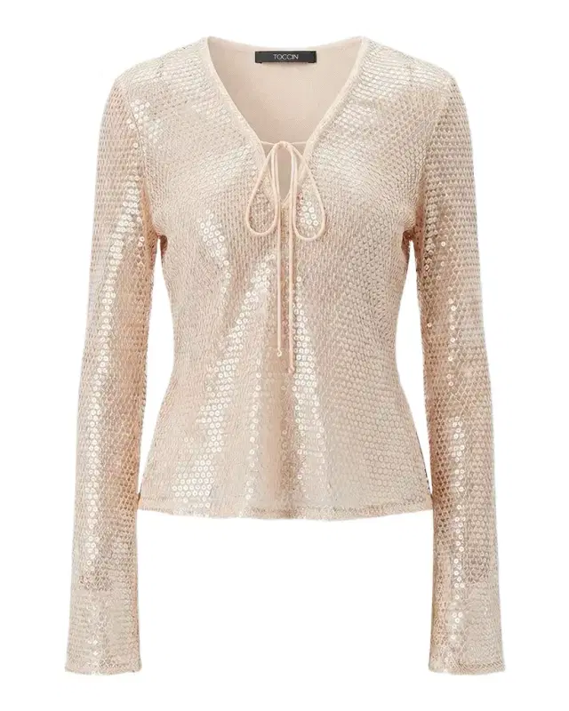 Toccin Zuri Sequined V-Neck Top