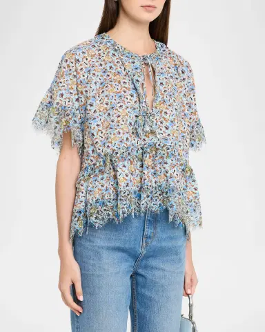 Dorothee Schumacher Floral Volumes Lace-Trim Cotton Blouse | Thumbnail 4 Dorothee Schumacher Floral Volumes Lace-Trim Cotton Blouse | Thumbnail 4