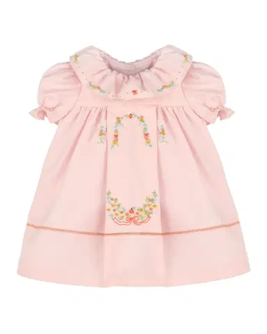 Luli & Me Girl 's Pumpkin Embroidered Ruffled Cotton Dress, Size 3M-24M | Thumbnail 3