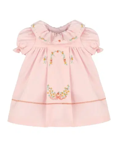Luli & Me Girl 's Pumpkin Embroidered Ruffled Cotton Dress, Size 3M-24M | Thumbnail 1