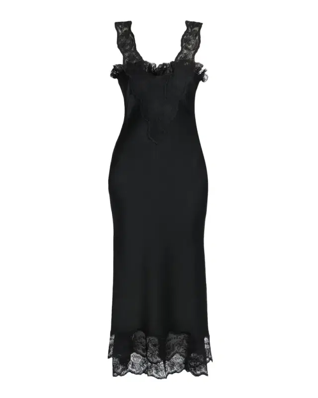 McQueen Lace-Inset Draped Satin Evening Dress