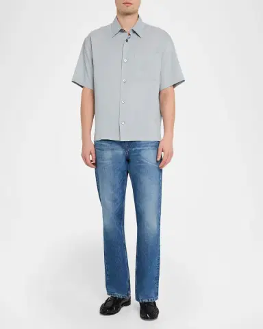 Frame Men's Viscose Blend Pocket Short-Sleeve Shirt | Thumbnail 2