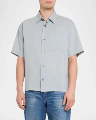 Frame Men's Viscose Blend Pocket Short-Sleeve Shirt | Thumbnail 4