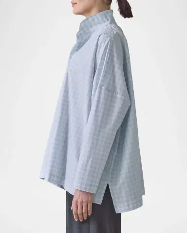 Eskandar Triple-Plaid Cotton Wide Longer Back Shirt Jacket | Thumbnail 7 Eskandar Triple-Plaid Cotton Wide Longer Back Shirt Jacket | Thumbnail 7