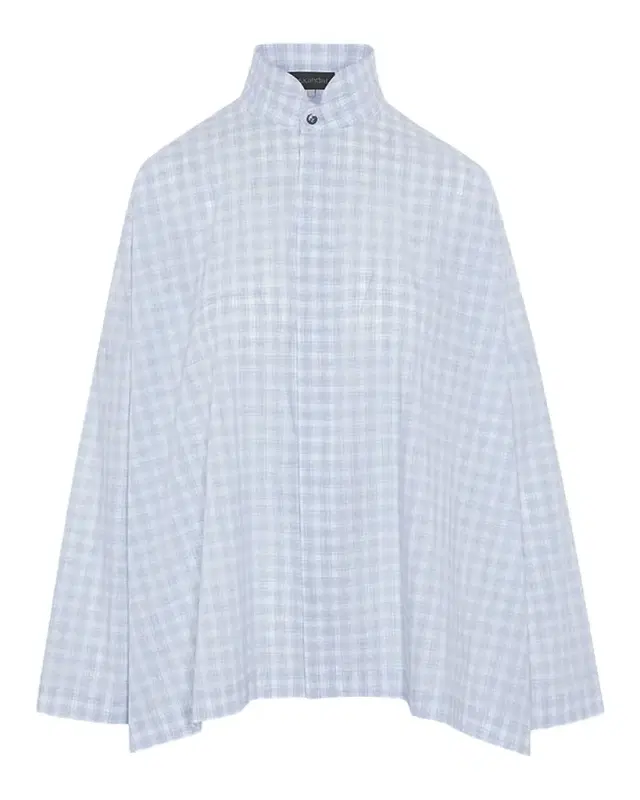 Eskandar Triple-Plaid Cotton Wide Longer Back Shirt Jacket