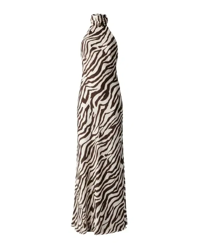 Toccin Alina Zebra Halter Backless Gown