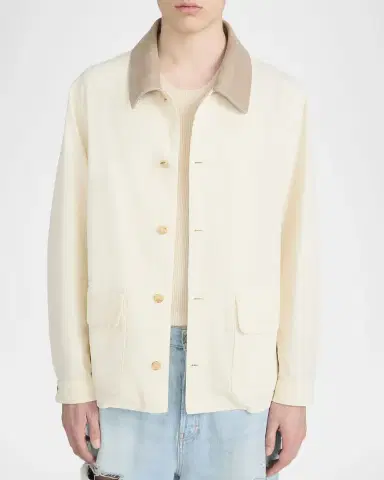 Frame Men's Corduroy-Collar Canvas Shirt Jacket | Thumbnail 4 Frame Men's Corduroy-Collar Canvas Shirt Jacket | Thumbnail 4