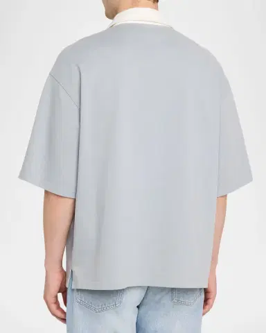Frame Men's Cotton Drop-Shoulder Polo Shirt | Thumbnail 3 Frame Men's Cotton Drop-Shoulder Polo Shirt | Thumbnail 3