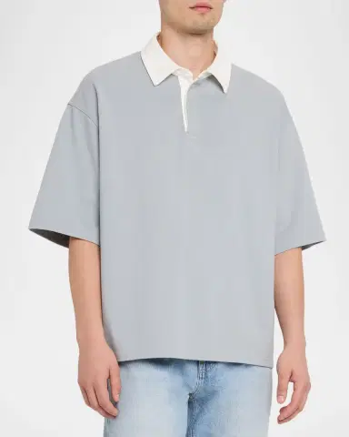 Frame Men's Cotton Drop-Shoulder Polo Shirt | Thumbnail 4 Frame Men's Cotton Drop-Shoulder Polo Shirt | Thumbnail 4
