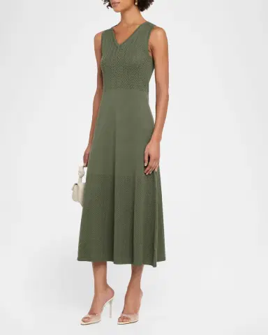 Elie Tahari The Elena Pointelle-Knit Midi Sweater Dress | Thumbnail 4 Elie Tahari The Elena Pointelle-Knit Midi Sweater Dress | Thumbnail 4