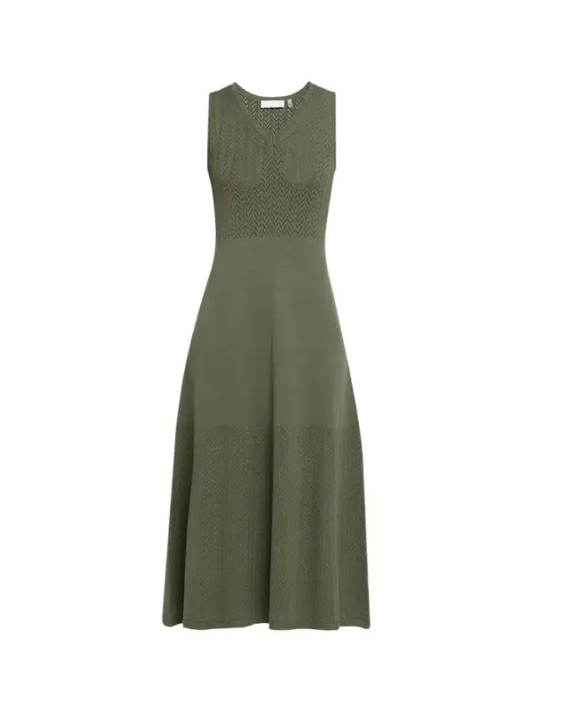 Elie Tahari The Elena Pointelle-Knit Midi Sweater Dress
