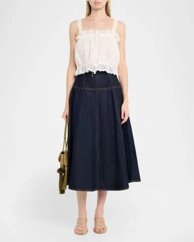 Ulla Johnson Brigette Denim Midi Skirt | Thumbnail 2