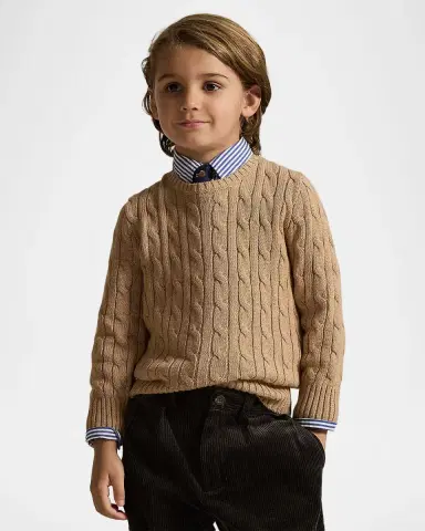 Ralph Lauren Boy's Combed Cotton Cable-Knit Crewneck Sweater Size 2-7 | Thumbnail 4