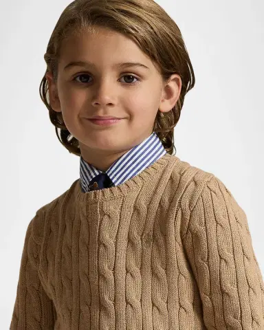 Ralph Lauren Boy's Combed Cotton Cable-Knit Crewneck Sweater Size 2-7 | Thumbnail 5