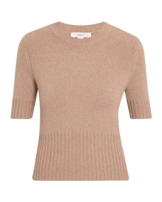 Vince Wool & Cashmere Short-Sleeve Sweater