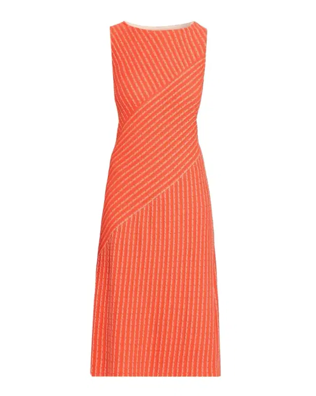 Striped Boat-Neck Midi Dress