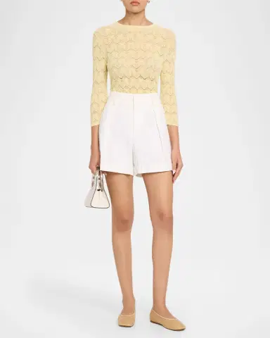 Vince Fine Lace 3/4-Sleeve Crewneck Top | Thumbnail 2