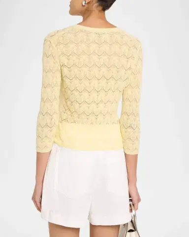 Vince Fine Lace 3/4-Sleeve Crewneck Top | Thumbnail 3