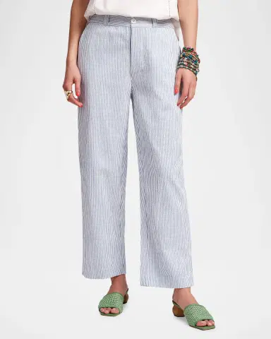 Frances Valentine Coleman Cropped Striped Seersucker Pants | Thumbnail 3