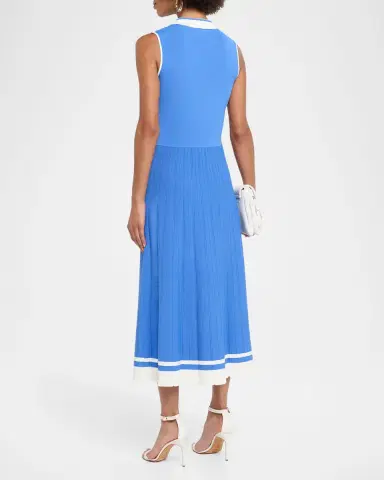 Elie Tahari Elizabeth Sleeveless Striped Knit Polo Midi Dress | Thumbnail 3