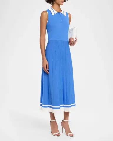 Elie Tahari Elizabeth Sleeveless Striped Knit Polo Midi Dress | Thumbnail 4