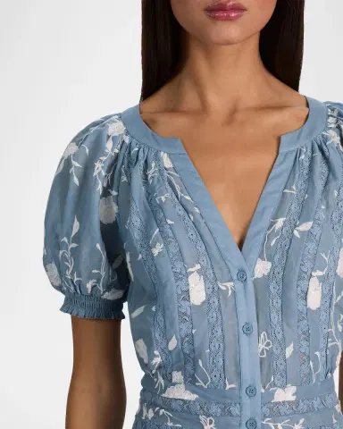 Alice + Olivia Kathryn Lace-Trim Midi Shirtdress | Thumbnail 5 Alice + Olivia Kathryn Lace-Trim Midi Shirtdress | Thumbnail 5