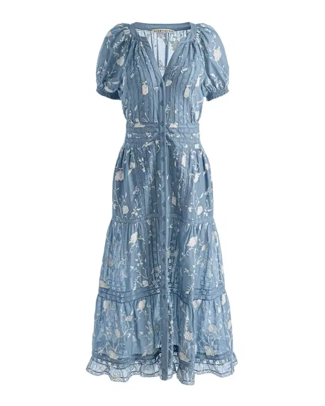 Kathryn Lace-Trim Midi Shirtdress