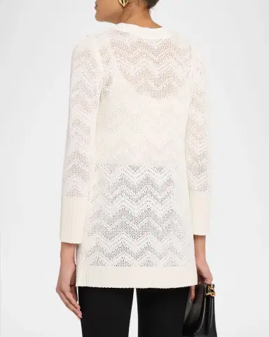 Misook Heritage Pointelle Braided Trim Knit Cardigan | Thumbnail 3 Misook Heritage Pointelle Braided Trim Knit Cardigan | Thumbnail 3