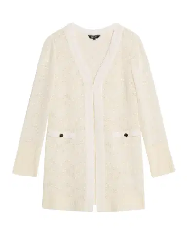 Misook Heritage Pointelle Braided Trim Knit Cardigan | Thumbnail 1 Misook Heritage Pointelle Braided Trim Knit Cardigan | Thumbnail 1