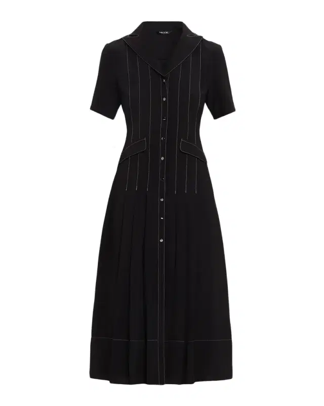 Misook Pleated Button-Front Midi Shirtdress