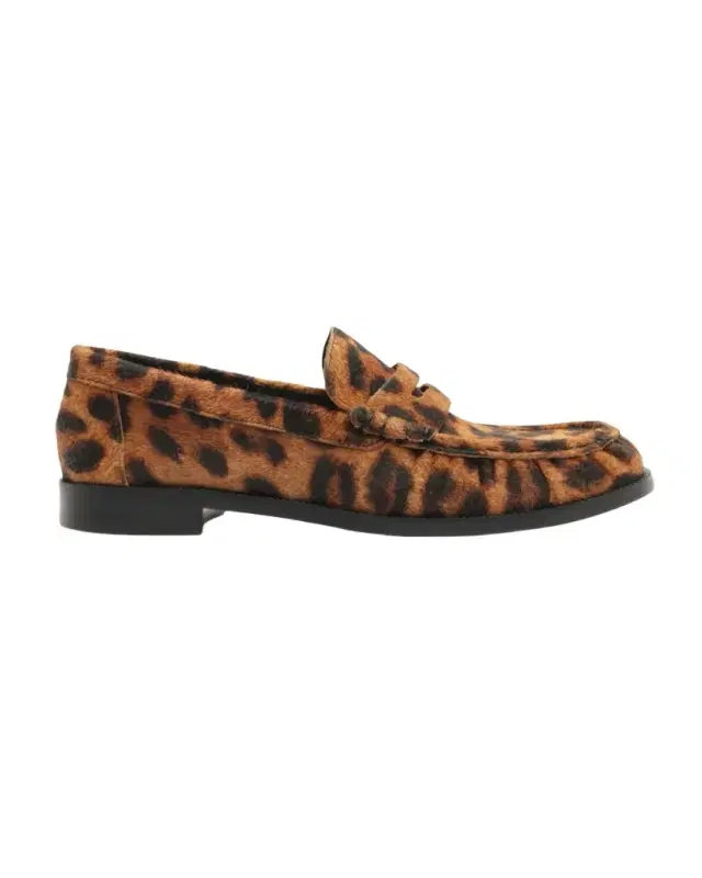 Schutz Tyche Leopard Calf Hair Penny Loafers