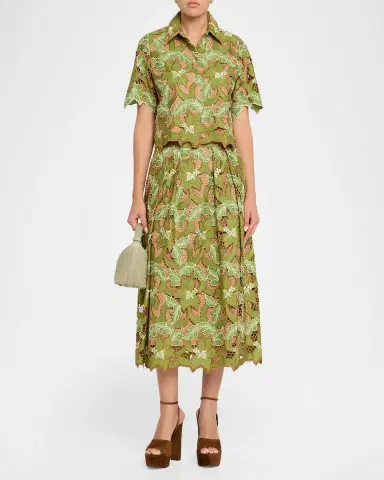 Elie Tahari The Hailey Cropped Floral Lace Shirt | Thumbnail 2 Elie Tahari The Hailey Cropped Floral Lace Shirt | Thumbnail 2
