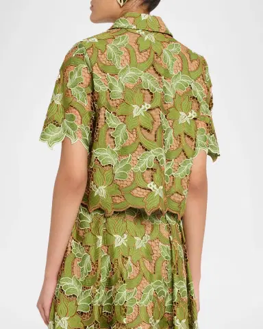 Elie Tahari The Hailey Cropped Floral Lace Shirt | Thumbnail 3 Elie Tahari The Hailey Cropped Floral Lace Shirt | Thumbnail 3