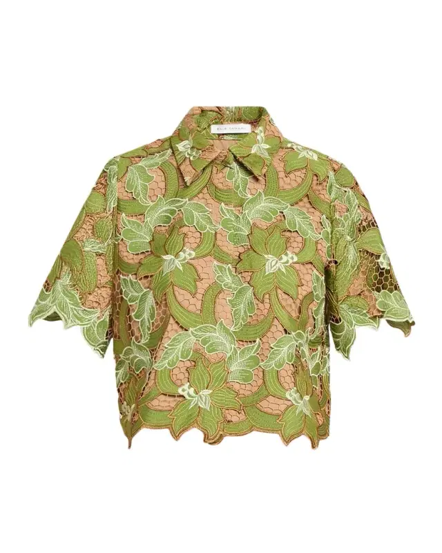 The Hailey Cropped Floral Lace Shirt