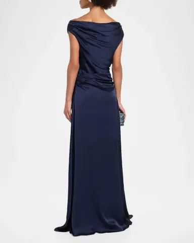 SIMKHAI Elinne Draped Off-Shoulder Column Gown | Thumbnail 3 SIMKHAI Elinne Draped Off-Shoulder Column Gown | Thumbnail 3