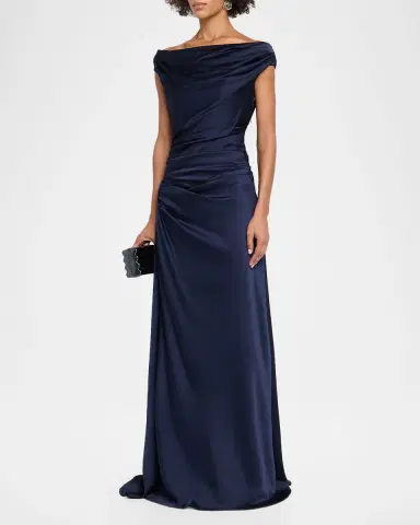 SIMKHAI Elinne Draped Off-Shoulder Column Gown | Thumbnail 4 SIMKHAI Elinne Draped Off-Shoulder Column Gown | Thumbnail 4