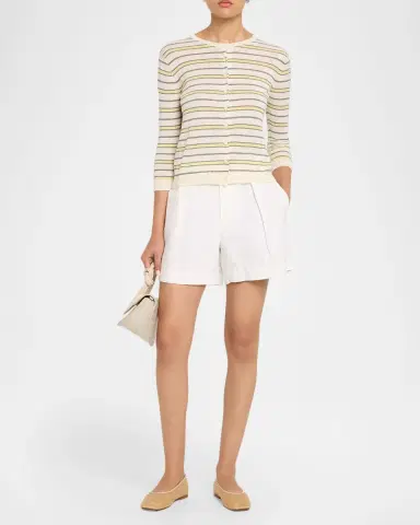 Vince Stripe Three-Quarter Sleeve Cardigan | Thumbnail 2
