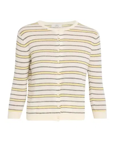 Vince Stripe Three-Quarter Sleeve Cardigan | Thumbnail 1